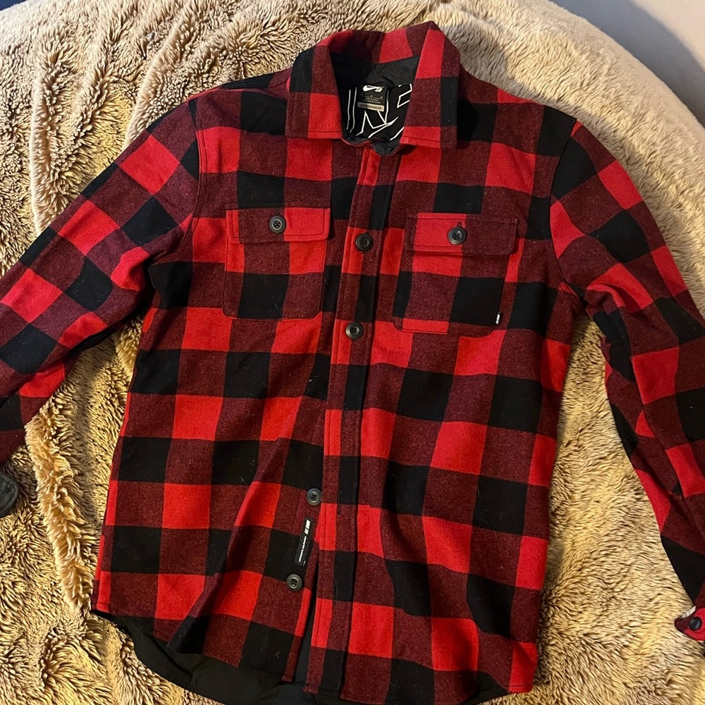 Nike SB buffalo check wool shacket.